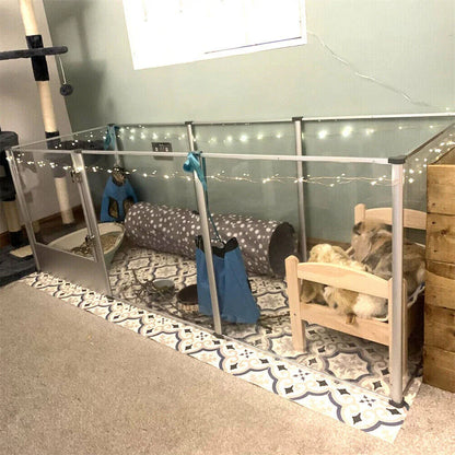 Large Clear Acrylic Dog Playpen – Indoor Puppy Enclosure with Waterproof Whelping Pad