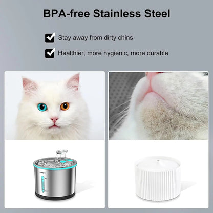Stainless Steel Cat Water Fountain – 1.5L/50oz, Dishwasher‑Safe with Visible Water Window