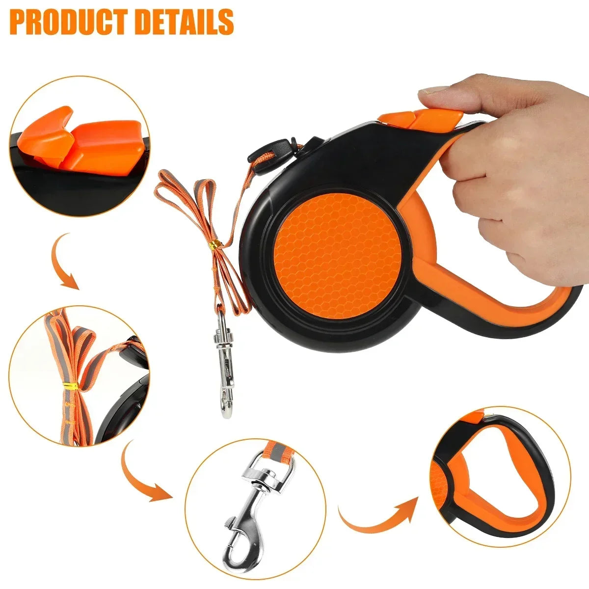 8M Retractable Dog Leash – Heavy‑Duty Reflective Tape Lead with Nonslip Handle for Small, Medium & Large Dogs