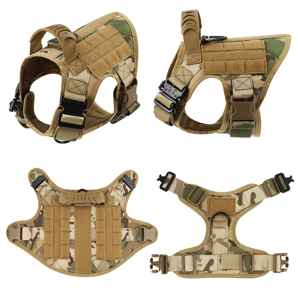 Tactical Large Dog Harness Set with Leash & Patches