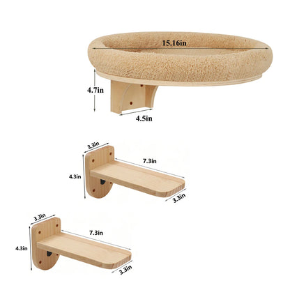 Cat Wall Mounted Climbing Ladder and Cat Hammock with Scratching Post