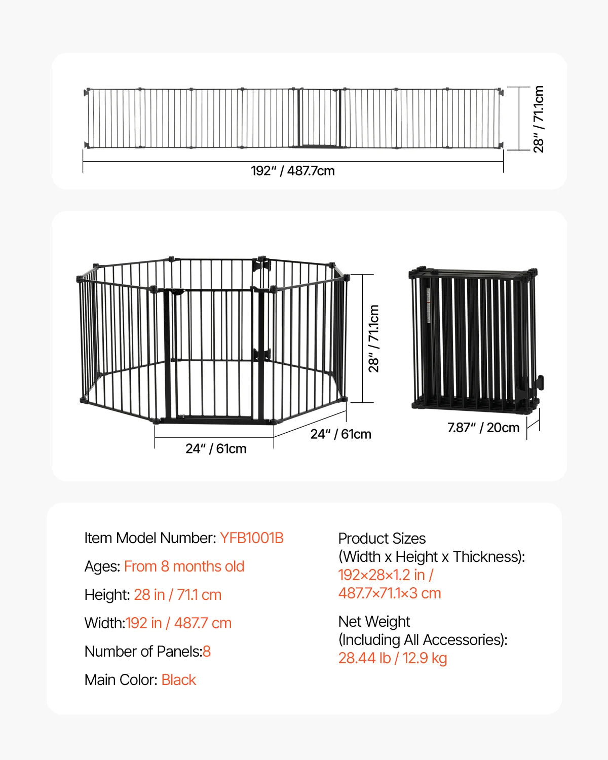 Tall Walk‑Through Safety Gate – 28/30/36" Pressure‑Mounted Pet & Child Gate with Easy‑Step Door and Wall Cups