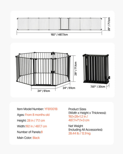 Tall Walk‑Through Safety Gate – 28/30/36" Pressure‑Mounted Pet & Child Gate with Easy‑Step Door and Wall Cups