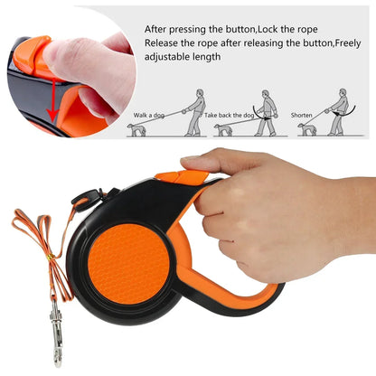 8M Retractable Dog Leash – Heavy‑Duty Reflective Tape Lead with Nonslip Handle for Small, Medium & Large Dogs