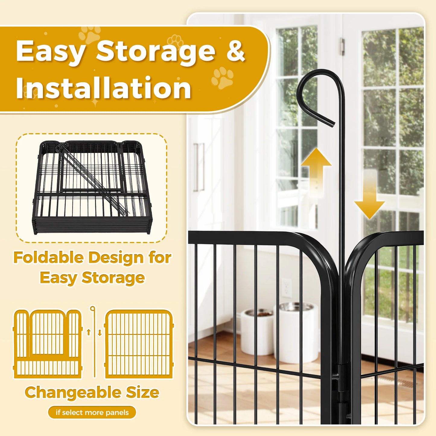 Foldable Metal Dog Playpen with Door – Heavy‑Duty Indoor/Outdoor Pet Fence for Yard, RV Camping & DIY Enclosures