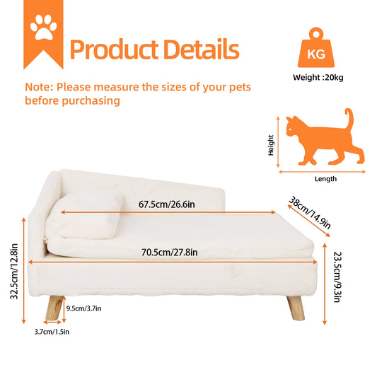 Elevated Nordic Pet Bed – Raised Stool‑Style Bed with Cozy Waterproof Pad & Wooden Legs for Small Dogs and Kittens