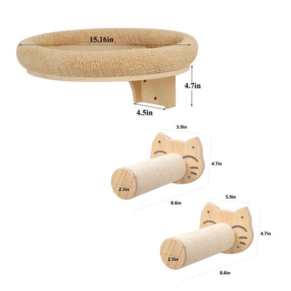 Cat Wall Mounted Climbing Ladder and Cat Hammock with Scratching Post